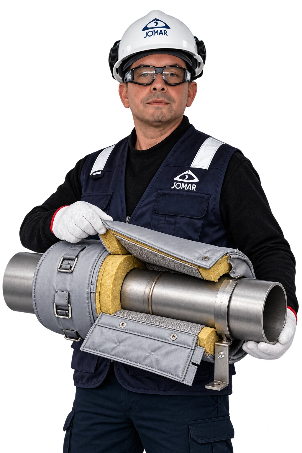 Especialista de Jomar presentando un colchón de aislación térmica flexible desmontable