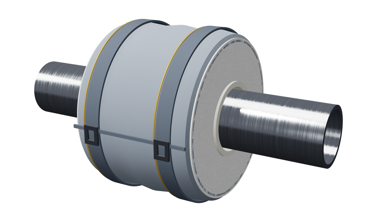 Modelo ilustrativo de aislación térmica flexible para flanges y uniones