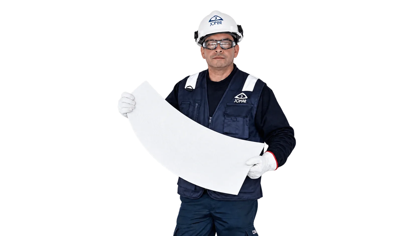Especialista de Jomar mostrando una lámina flexible de PTFE expandido SEALPRO™ FLUOROLINE