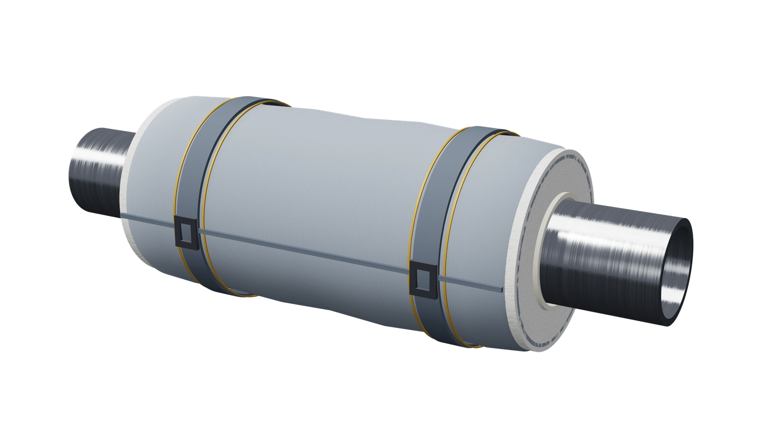Modelo ilustrativo de aislación térmica flexible para tuberías y accesorios